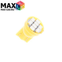 Cветодиодная лампа W5W T10 – Max-2820 8 Led 0.4Вт Жёлтая