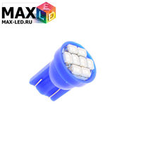 Cветодиодная лампа W5W T10 – Max-2820 8 Led 0.4Вт Синяя